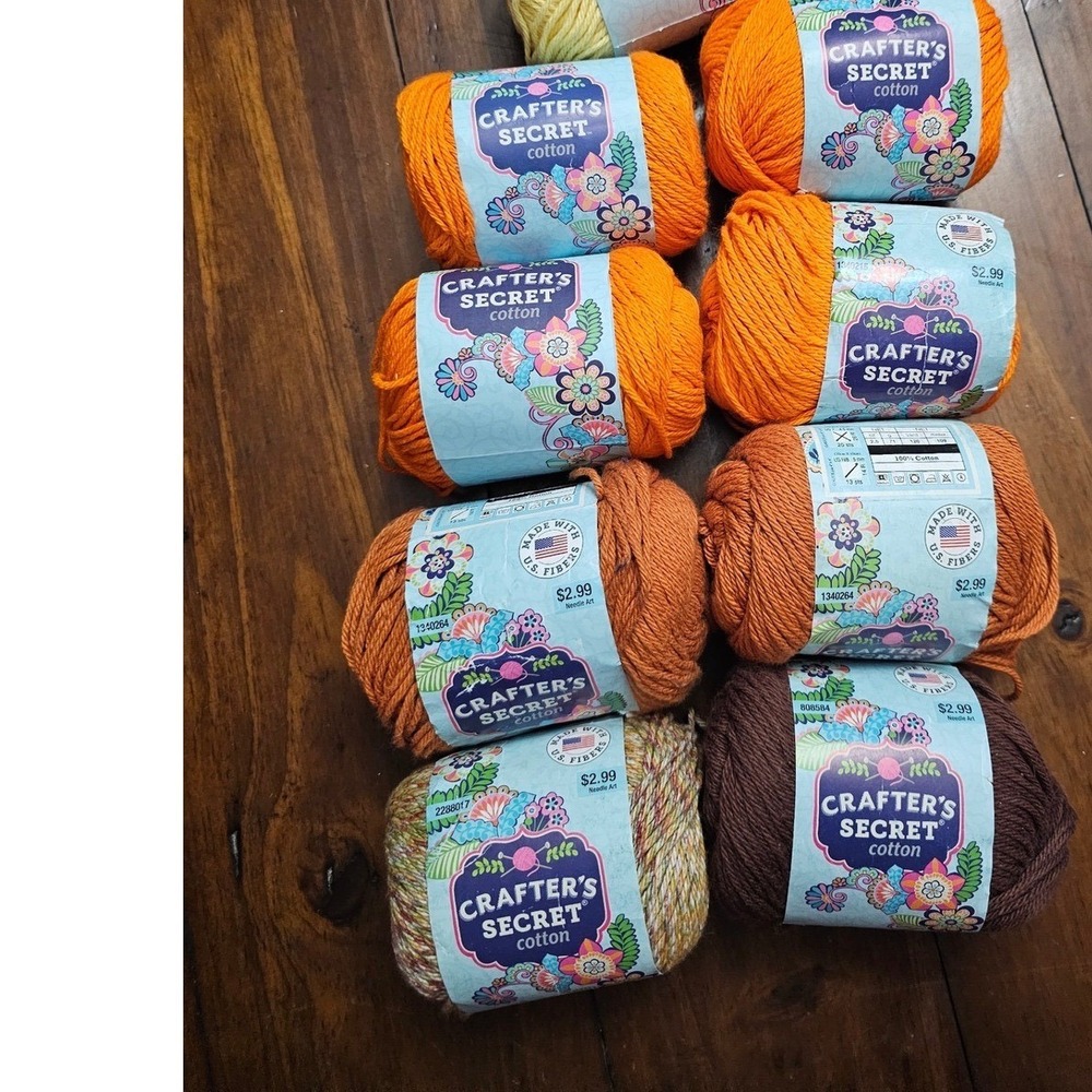 Crafter's Secret Cotton Yarn Lot 8Skeins Orange Brown  Nepalese Spices